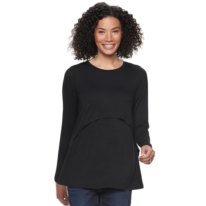 Maternity A:glow Popover Nursing Tee, Women's, Size: Xs Maternity, Black