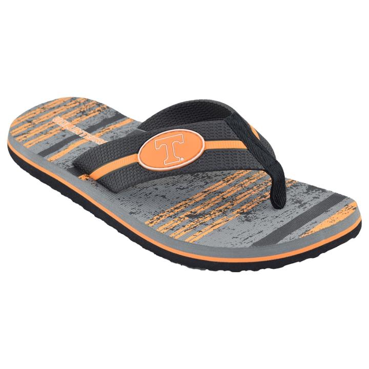 Men's Tennessee Volunteers Striped Flip Flop Sandals, Size: Small, Black