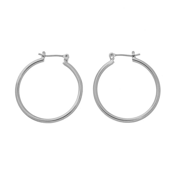Chaps Metallic Medium Hoop Earrings, Women's, Grey