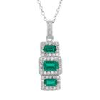 Sterling Silver Simulated Emerald & Lab-created White Sapphire Pendant, Women's, Size: 16, Green