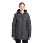 Women's Braetan Hooded Quilted Zip-front Jacket, Size: Large, Grey