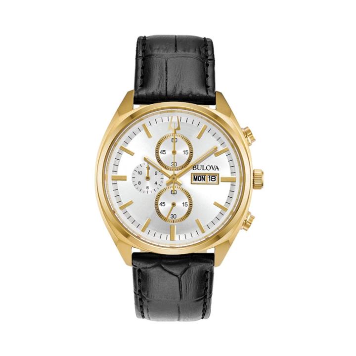 Bulova Men's Surveyor Leather Chronograph Watch - 97c108, Black