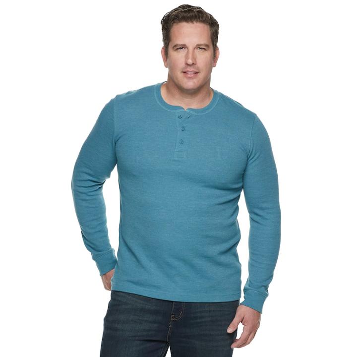 Big & Tall Sonoma Goods For Life&trade; Modern-fit Supersoft Thermal Henley, Men's, Size: 3xl Tall, Med Blue