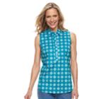 Women's Croft & Barrow&reg; Wrinkle-resistant Sleeveless Shirt, Size: Xs, Dark Blue