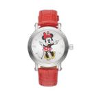 Disney's Minnie Mouse Women's Leather Watch, Red