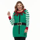 Plus Size Fashion Avenue Us Sweaters Applique Ugly Christmas Sweater Tunic, Women's, Size: 2xl, Med Green