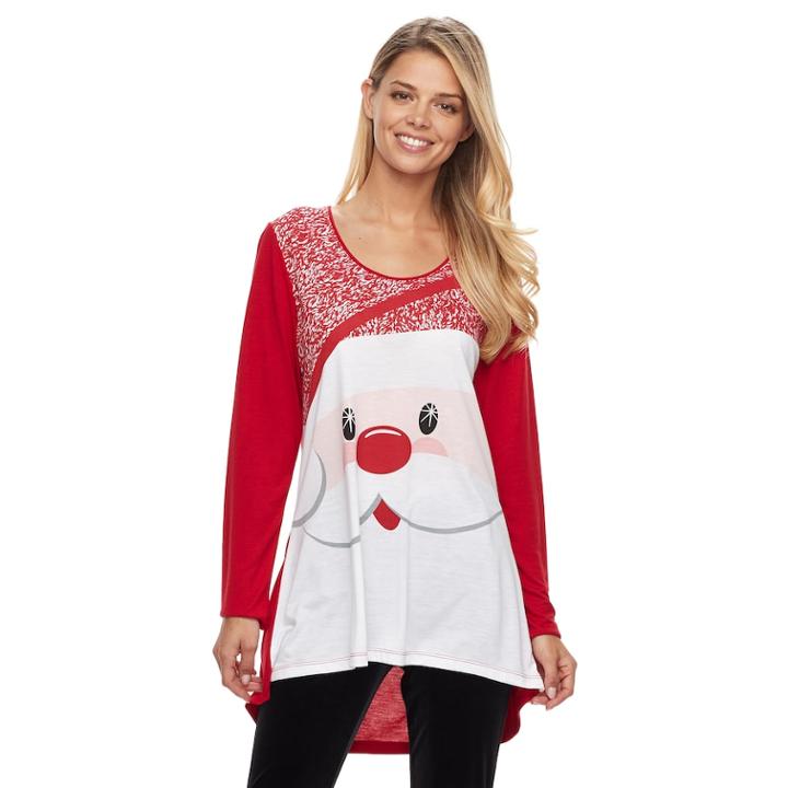 Petite Holiday Tunic Top, Women's, Size: Xl, Brt Red
