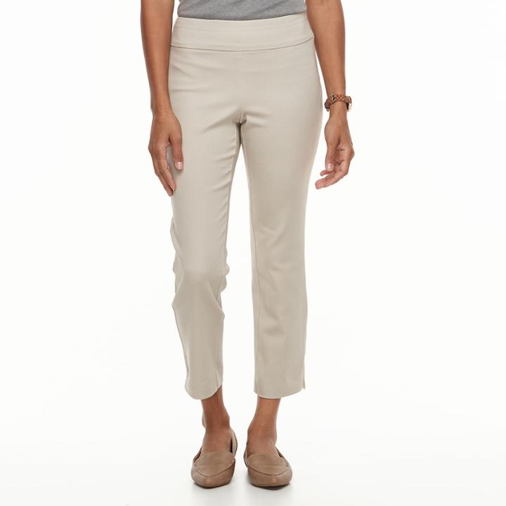 Petite Croft & Barrow&reg; Super Stretch Twill Ankle Pants, Women's, Size: 12 Petite, Lt Brown