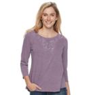 Women's Sonoma Goods For Life&trade; Embroidered Tee, Size: Large, Med Purple