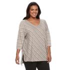 Plus Size Sonoma Goods For Life&trade; Striped Drop-shoulder Top, Women's, Size: 3xl, Med Beige