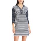 Women's Chaps Striped Lace-up Shift Dress, Size: Xl, White