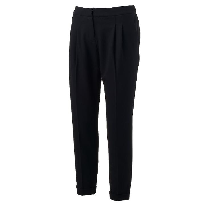 Women's Apt. 9&reg; Pleated Skinny Ankle Dress Pants, Size: 12, Black