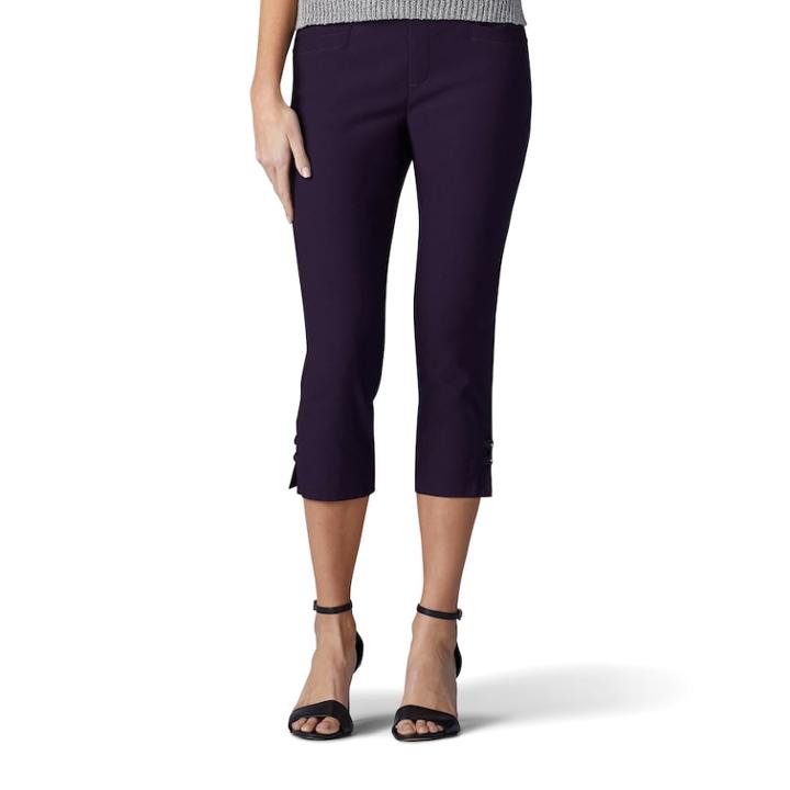 Women's Lee Elena Twill Pull-on Capris, Size: 6 Avg/reg, Drk Purple