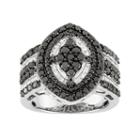 2 Carat T.w. Black & White Diamond Sterling Silver Marquise Ring, Women's, Size: 7