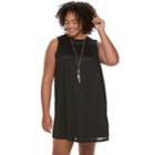 Juniors' Plus Size Heartsoul Necklace Swing Sweater Dress, Teens, Size: 3xl, Black