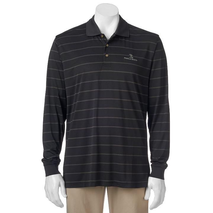 Men's Pebble Beach Classic-fit Striped Performance Golf Polo, Size: Small, Black