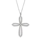 Lab-created Opal & Cubic Zirconia Sterling Silver Cross Pendant Necklace, Women's, White