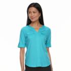 Petite Croft & Barrow&reg; Splitneck Button-tab Tee, Women's, Size: Xs Petite, Med Blue