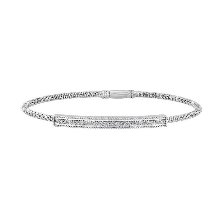 Sterling Silver 1/4 Carat T.w. Diamond Mesh Bangle Bracelet, Women's, Size: 7, White