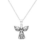 Primrose Sterling Silver Filigree Angel Pendant Necklace, Women's, Grey