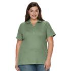 Plus Size Croft & Barrow&reg; Pique Polo, Women's, Size: 3xl, Dark Green