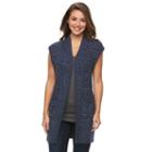 Women's Croft & Barrow&reg; Ribbed Open-front Cardigan, Size: Xxl, Blue (navy)