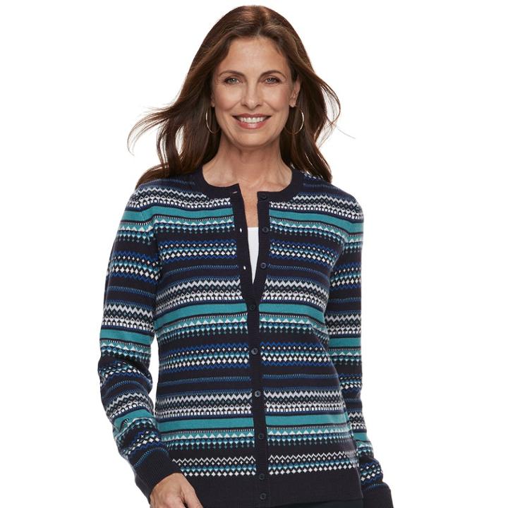 Women's Croft & Barrow&reg; Essential Extra Cozy Cardigan, Size: Xxl, Med Blue