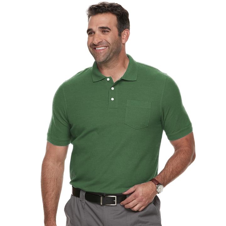 Big & Tall Croft & Barrow&reg; Classic-fit Easy-care Pique Performance Pocket Polo, Men's, Size: 3xl Tall, Med Green