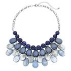 Plus Size Blue Ombre Beaded Teardrop Necklace, Women's, Med Blue