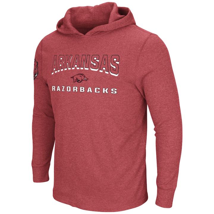 Men's Arkansas Razorbacks Thermal Hooded Tee, Size: Xxl, Dark Red