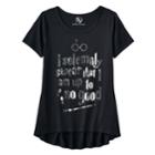 Girls 7-16 & Plus Size Harry Potter Foil High-low Graphic Tee, Size: Small, Black