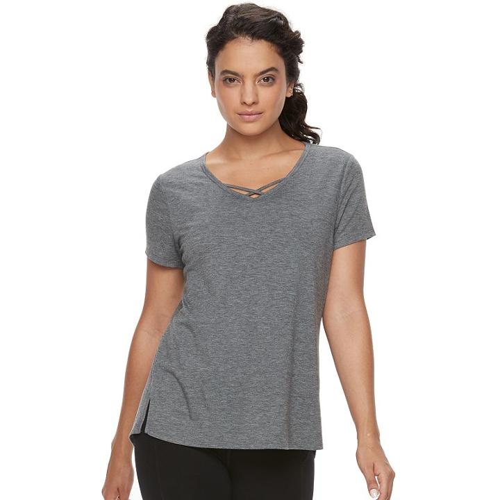 Women's Tek Gear&reg; Criss-cross Performance Tee, Size: Medium, Black