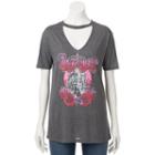 Disney's Beauty And The Beast Juniors' Choker Neck Graphic Tee, Teens, Size: Xs, Grey Other