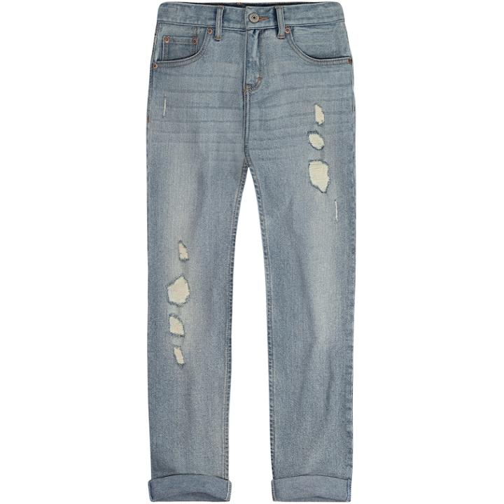 Girls 7-16 Levi's Destructed Rolled Cuff Light Wash Girlfriend Jeans, Size: 14, Light Blue