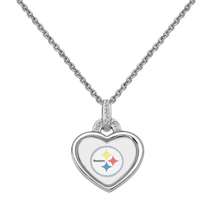 Pittsburgh Steelers Heart Pendant Necklace, Women's, Size: 18, White