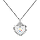 Pittsburgh Steelers Heart Pendant Necklace, Women's, Size: 18, White