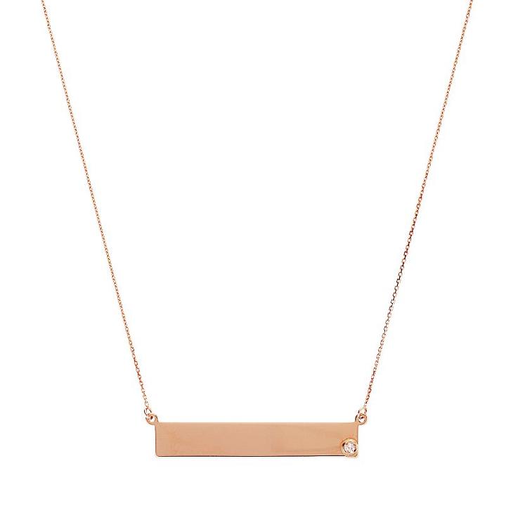 14k Gold Diamond Accent 35 Mm Bar Necklace, Women's, Size: 16, Pink