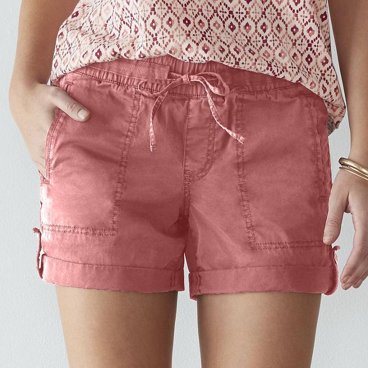Women's Sonoma Goods For Life&trade; Pull-on Utility Shorts, Size: 6, Light Red