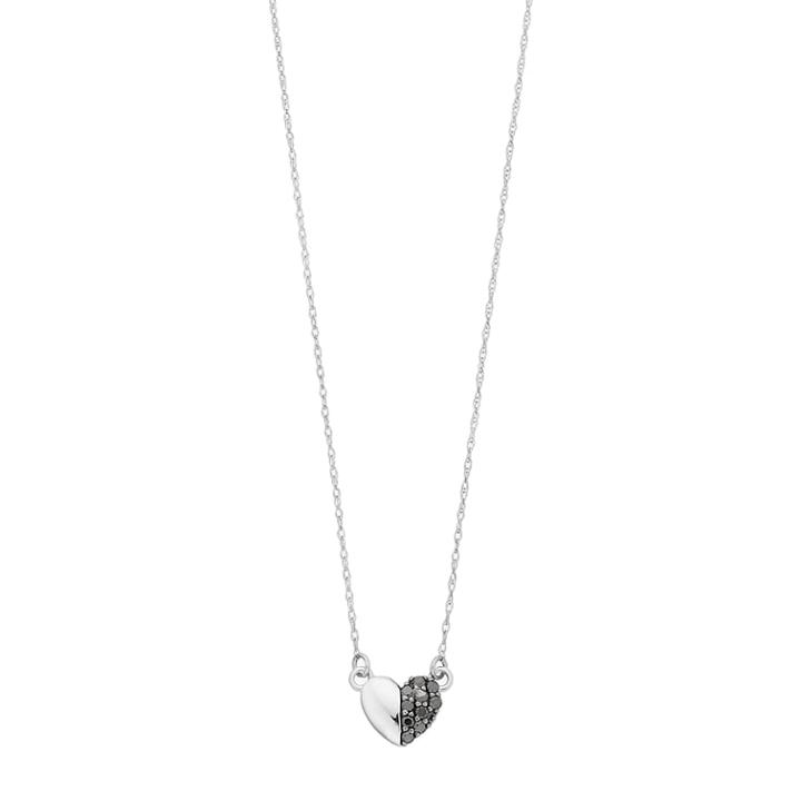 10k White Gold 1/6 Carat T.w. Black Diamond Heart Pendant Necklace, Women's, Size: 18