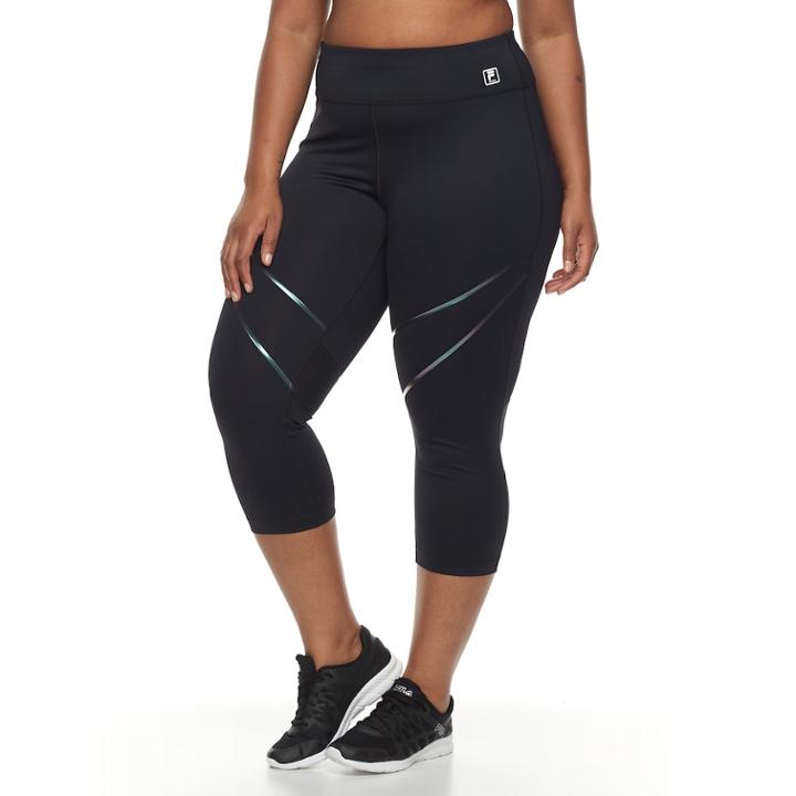 Plus Size Fila Sport&reg; Reflective Cropped Leggings, Women's, Size: 3xl, Black
