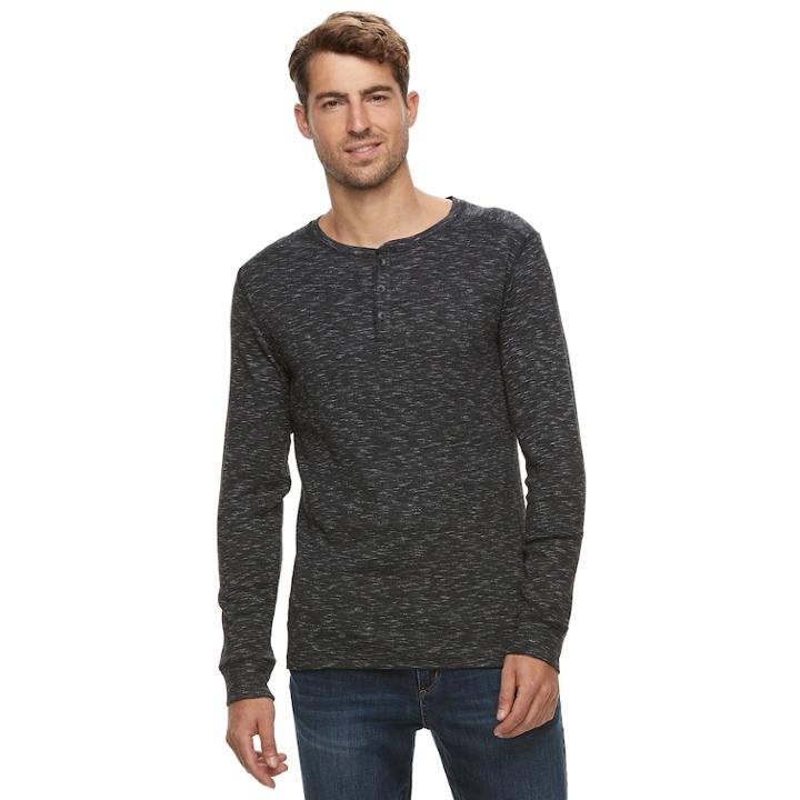 Men's Apt. 9&reg; Soft Touch Slubbed Henley, Size: Small, Black