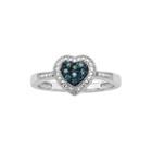Sterling Silver 1/10-ct. T.w. Blue And White Diamond Heart Ring, Women's, Size: 8