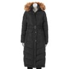 Juniors' Madden Girl Faux-fur Hooded Maxi Puffer Jacket, Size: Small, Black