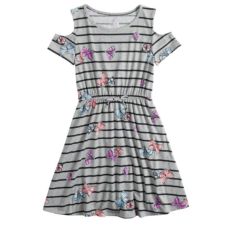 Girls 7-16 & Plus Size So&reg; Printed Cold Shoulder Dress, Size: Xxl/16, Med Grey