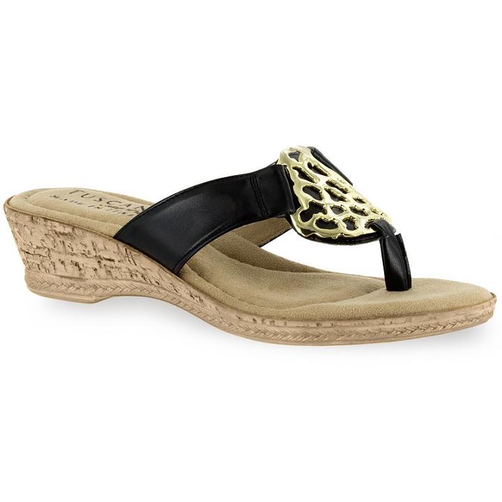 Tuscany By Easy Street Rossano Women's Wedge Sandals, Size: Medium (7.5), Black