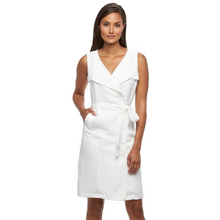 Women's Sharagano Crepe Shirtdress, Size: 14, White Oth