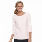 Women's Croft & Barrow&reg; Lace-front Scoopneck Tee, Size: Small, Brt Pink