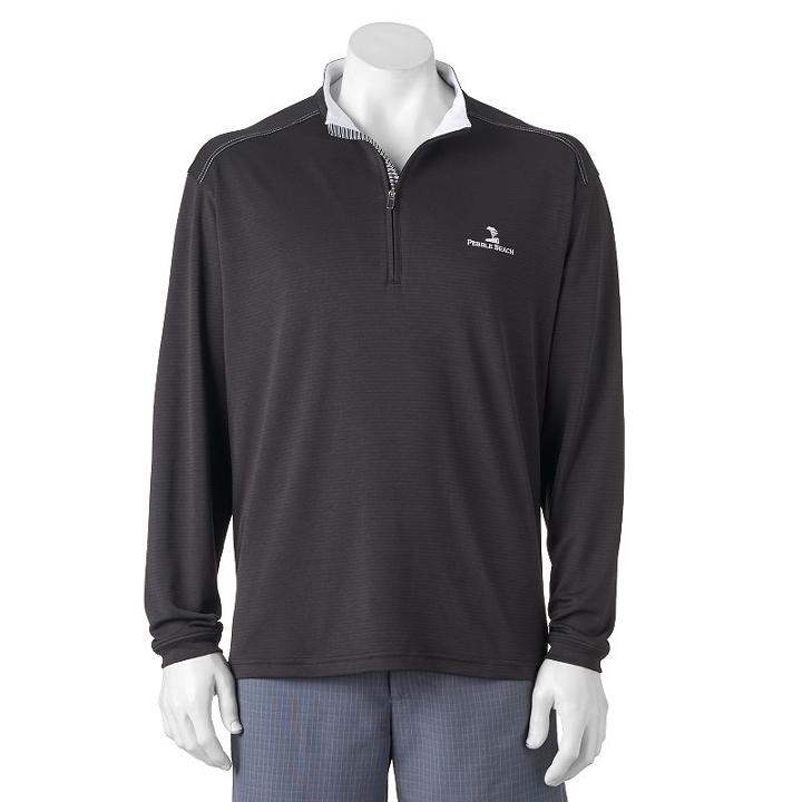 Men's Pebble Beach Classic-fit Quarter-zip Performance Pullover, Size: Small, Black