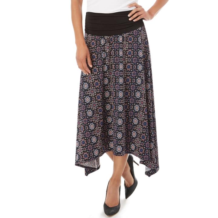 Women's Apt. 9&reg; Print Shark-bite Midi Skirt, Size: Medium, Multi Medallion