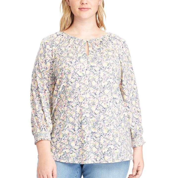 Plus Size Chaps Floral Jersey Top, Women's, Size: 3xl, Pink